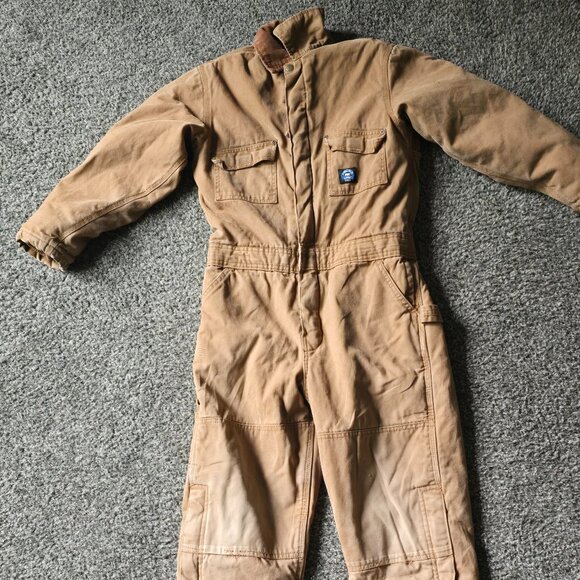 Youth Boys Polar King by Key Duck Long Sleeve Overall in tan canvas Sz M - Picture 1 of 12